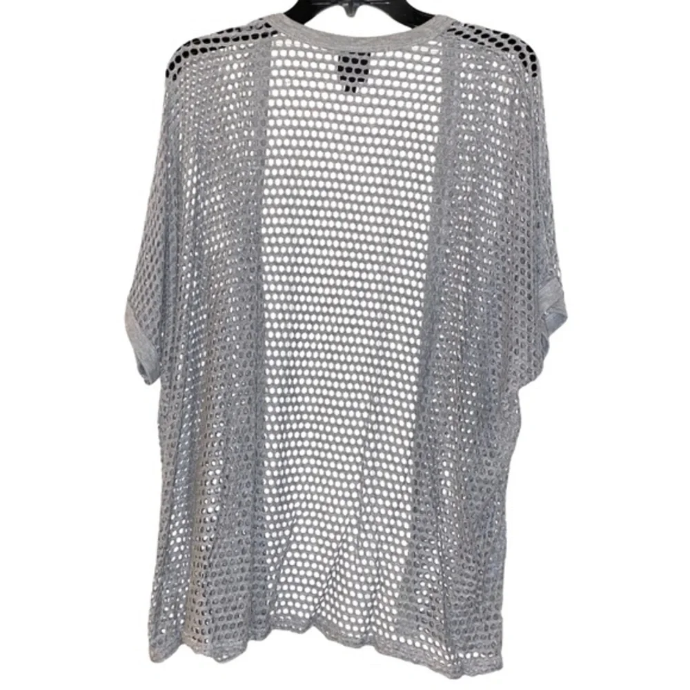 BOBEAU Gray Wide Fishnet Open Cardigan Kimono SZ S_5